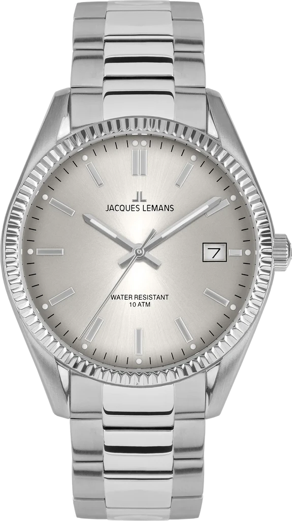 Наручний годинник жіночий Jacques Lemans Sport 50-4B з сталевим корпусом WR 100 м та сріблястим циферблатом