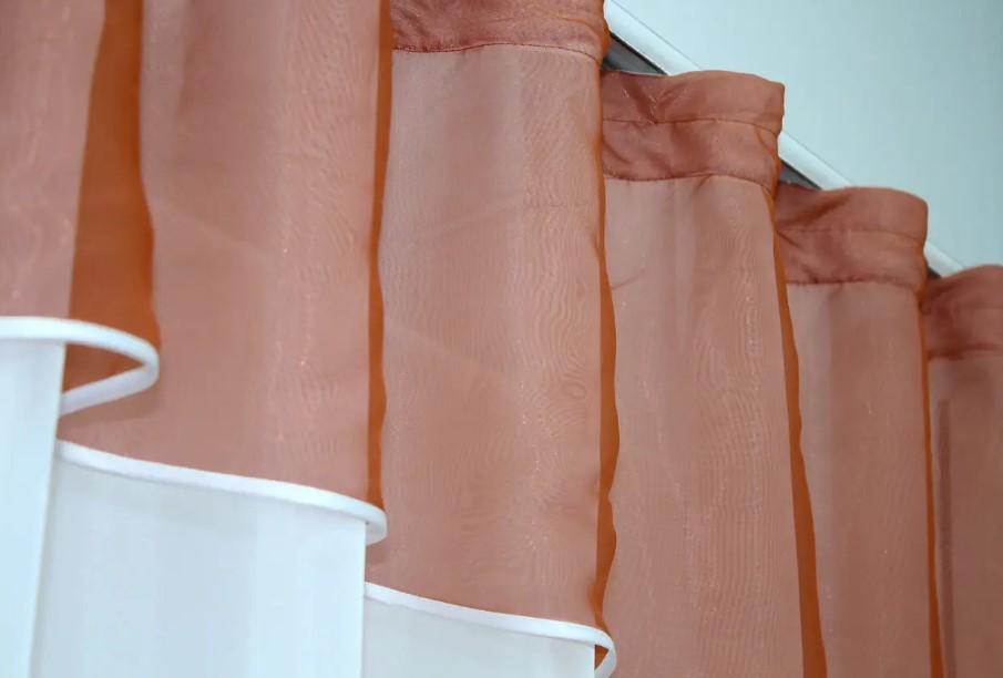 Шторки на кухню/балкон шифон 270х170 см Теракотовий/Білий (110к) - фото 2 Шторки на кухню/балкон шифон 270х170 см Теракотовий/Білий (110к) - фото 2