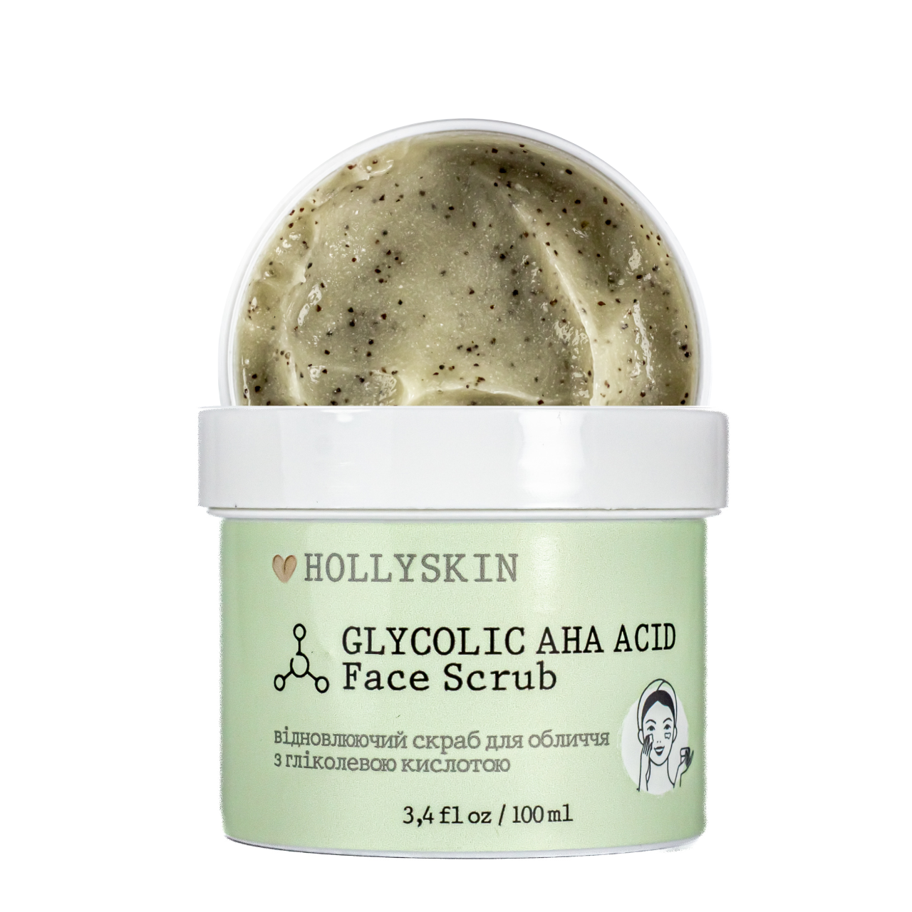 Скраб для лица Hollyskin Glycolic AHA Acid Face Scrub с гликолевой кислотой 100 мл (0208h)
