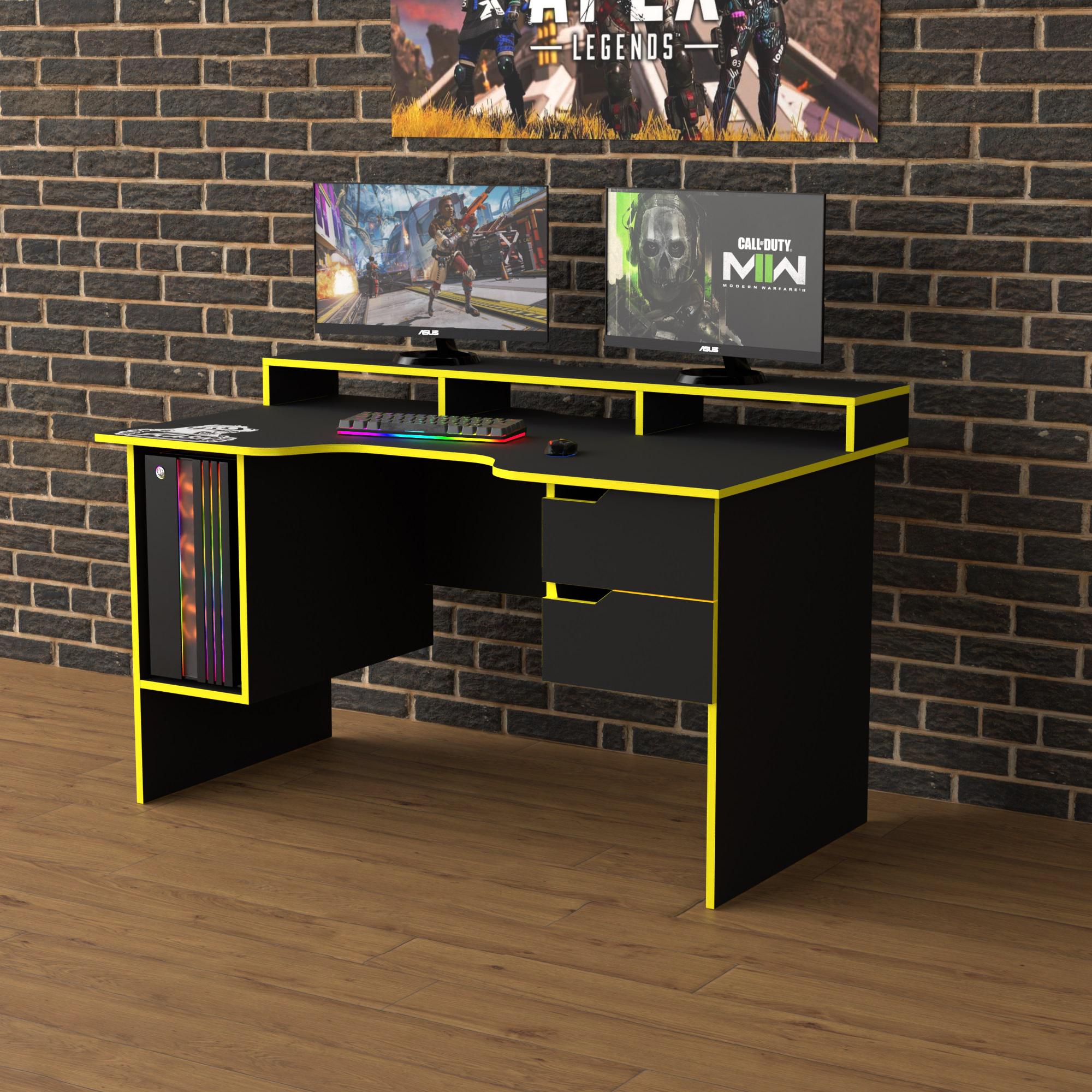 Геймерський стіл Тіса-меблі Rasin RS-10 140х80х88 см Чорний/Жовтий - фото 3 Геймерський стіл Тіса-меблі Rasin RS-10 140х80х88 см Чорний/Жовтий - фото 3