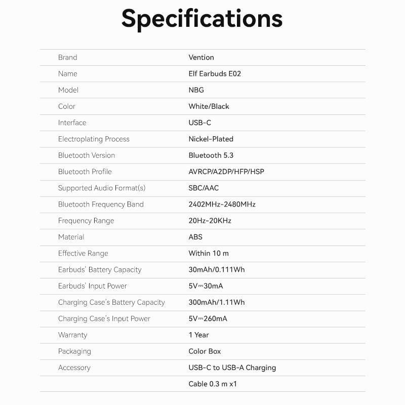 Навушники бездротові Vention Elf E02 Bluetooth 5.3 TWS 13 мм 22 год відтверення AAC/SBC Hi-Fi IPX4 Чорний (NBGB0) - фото 8 Навушники бездротові Vention Elf E02 Bluetooth 5.3 TWS 13 мм 22 год відтверення AAC/SBC Hi-Fi IPX4 Чорний (NBGB0) - фото 8