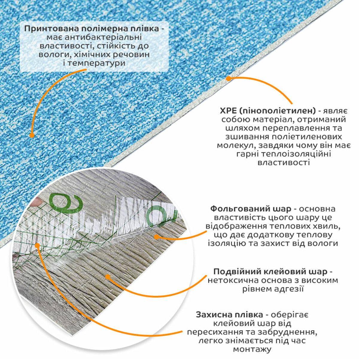 Шпалери самоклеючі 2800x500x2,5 мм Світло-синій/Білий (1326) - фото 2