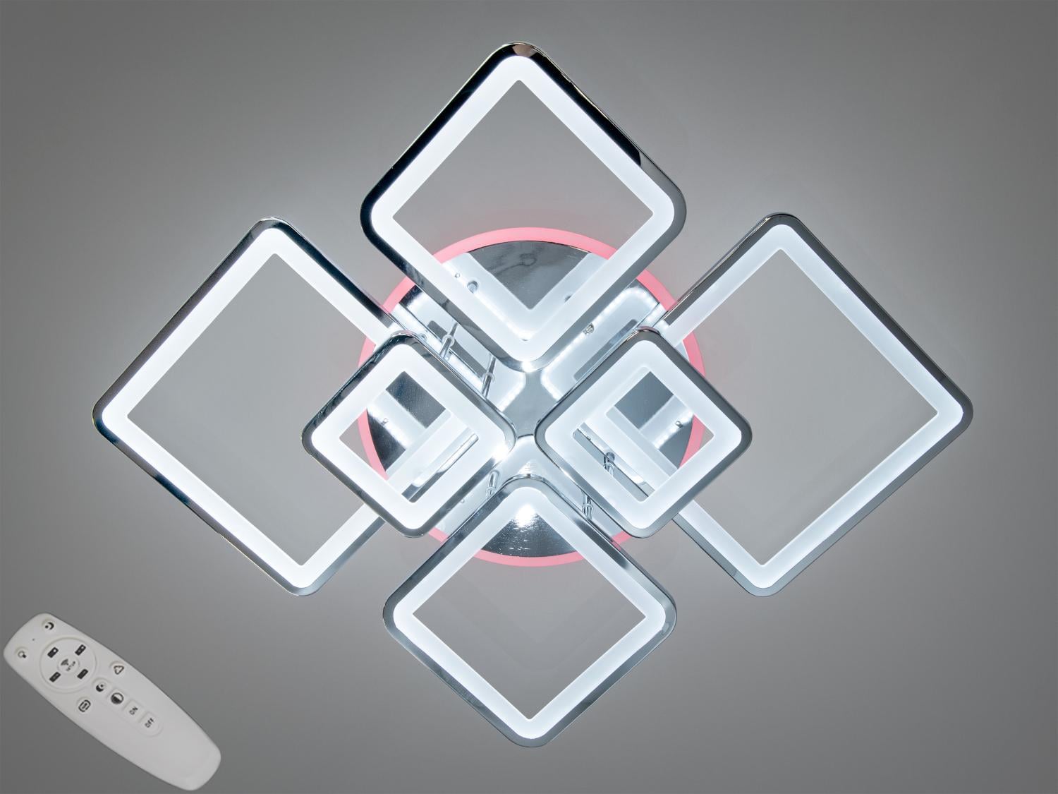 Люстра стельова LED 150Вт/світлодіодне підсвічування димер пульт Хром (8160/6HR 3col dim)