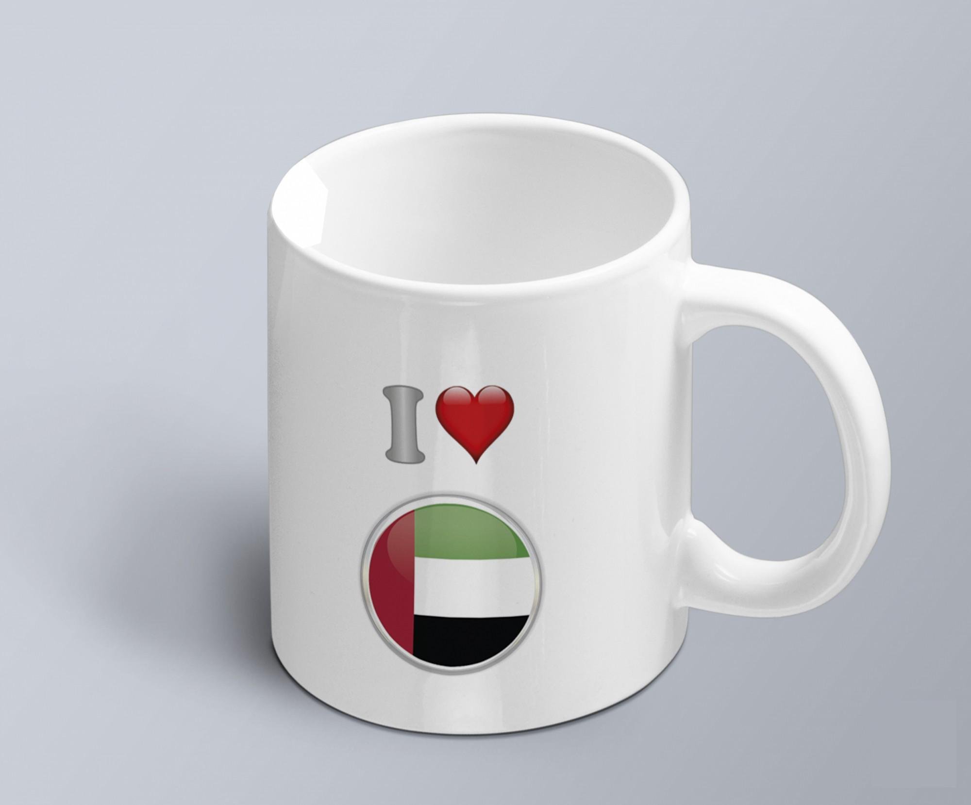 Чашка з принтом я люблю ОАЕ з зображенням прапору (02010109012)