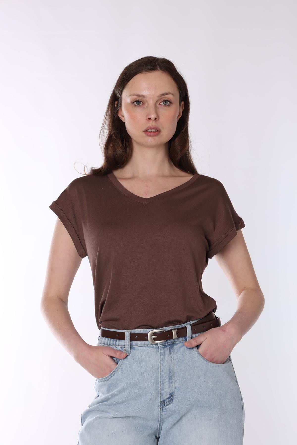 Футболка с коротким рукавом женская Yuki ЦБ-00293558 р. 44 Коричневый (SKT001309869)