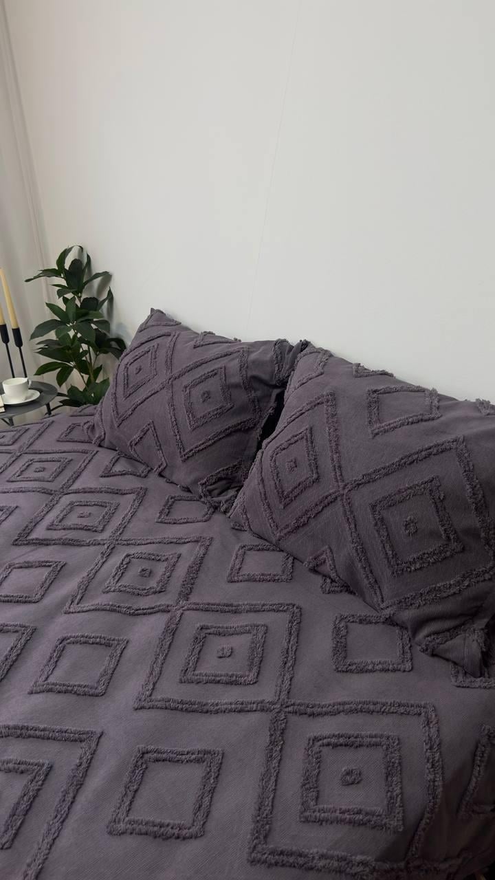 Покрывало Скандинавский большой ромб 220х240 см Графит - фото 2 Покрывало Скандинавский большой ромб 220х240 см Графит - фото 2