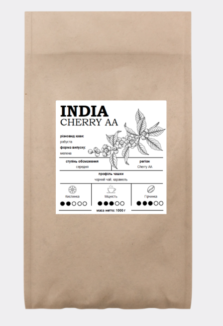 Кава мелена Індія Cherry АА Робуста 100% 1 кг - фото 1