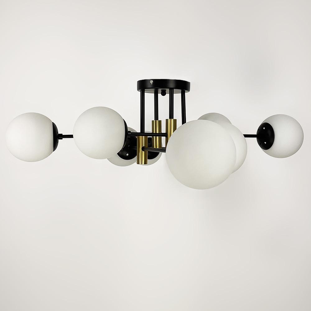 Люстра стельова на 8 білих плафонів із латунною фурнітурою Чорний (51797/8 TBS+BK+WT) - фото 2