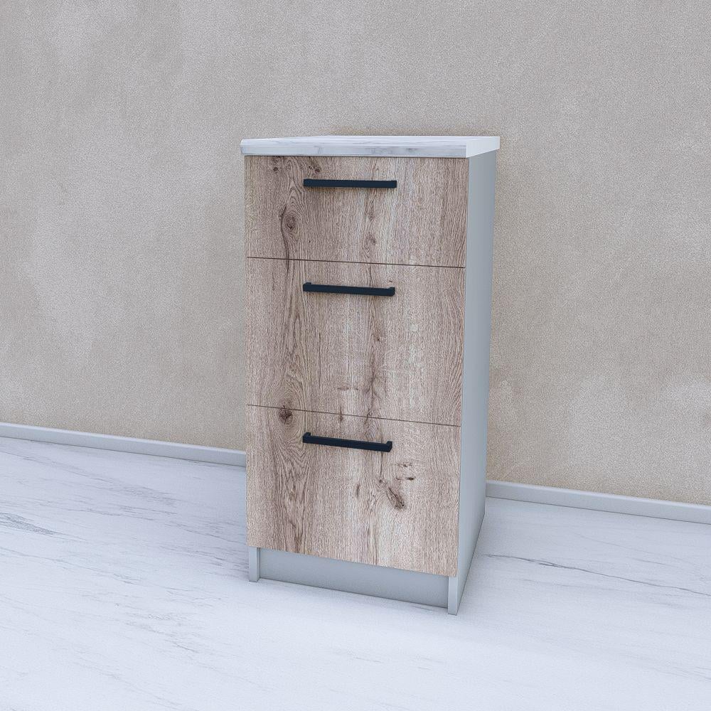 Модуль для кухни нижний 3 выдвижных ящика без столешницы 400 мм Аликанте/светло-серый (МП25е)