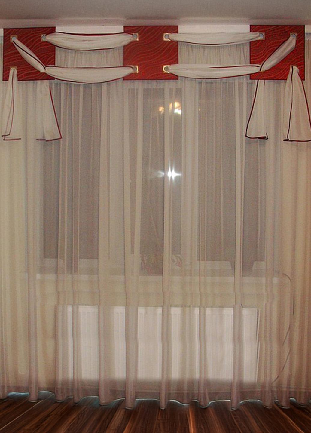 Ламбрекен жорсткий Firanka Квадро 250 см Червоний з молочним (100ж)