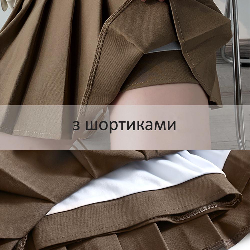 Спідниця зі складками M Коричневий (65130) - фото 2 Спідниця зі складками M Коричневий (65130) - фото 2