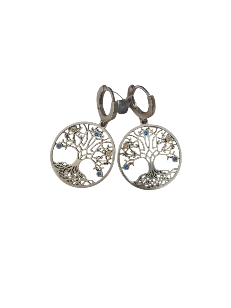 Сережки срібло оберіг Дерево життя з тризубом з камінням циркон 925 проби (2736491996)
