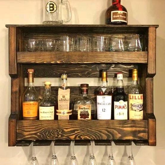 Полка для вина настенная из дерева Камису Корица (ПНК-024133)