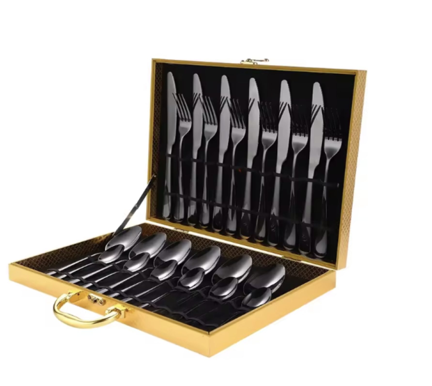 Набор столовых приборов Moltis в подарочном кейсе 24 предмета Черный (Set 24) - фото 1 Набор столовых приборов Moltis в подарочном кейсе 24 предмета Черный (Set 24) - фото 1