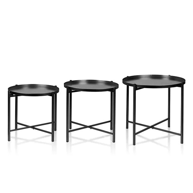Комплект металевих столиків Flora Lucas Black&Gold 3 шт. Чорний (30181)