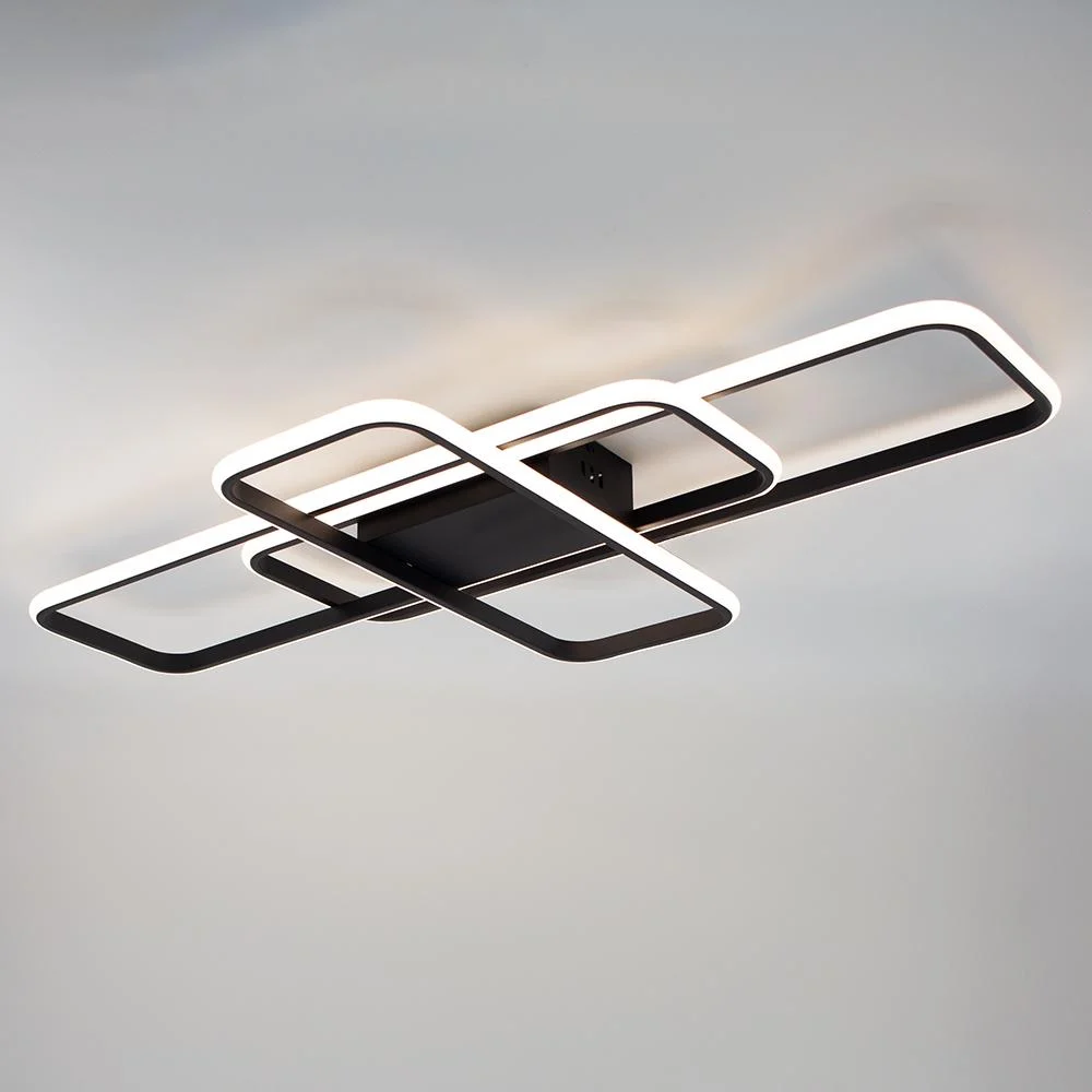 Люстра светодиодная ESLLSE SVEN 3SQ с пультом 105 Вт 908x508x80 мм Черный (10569)