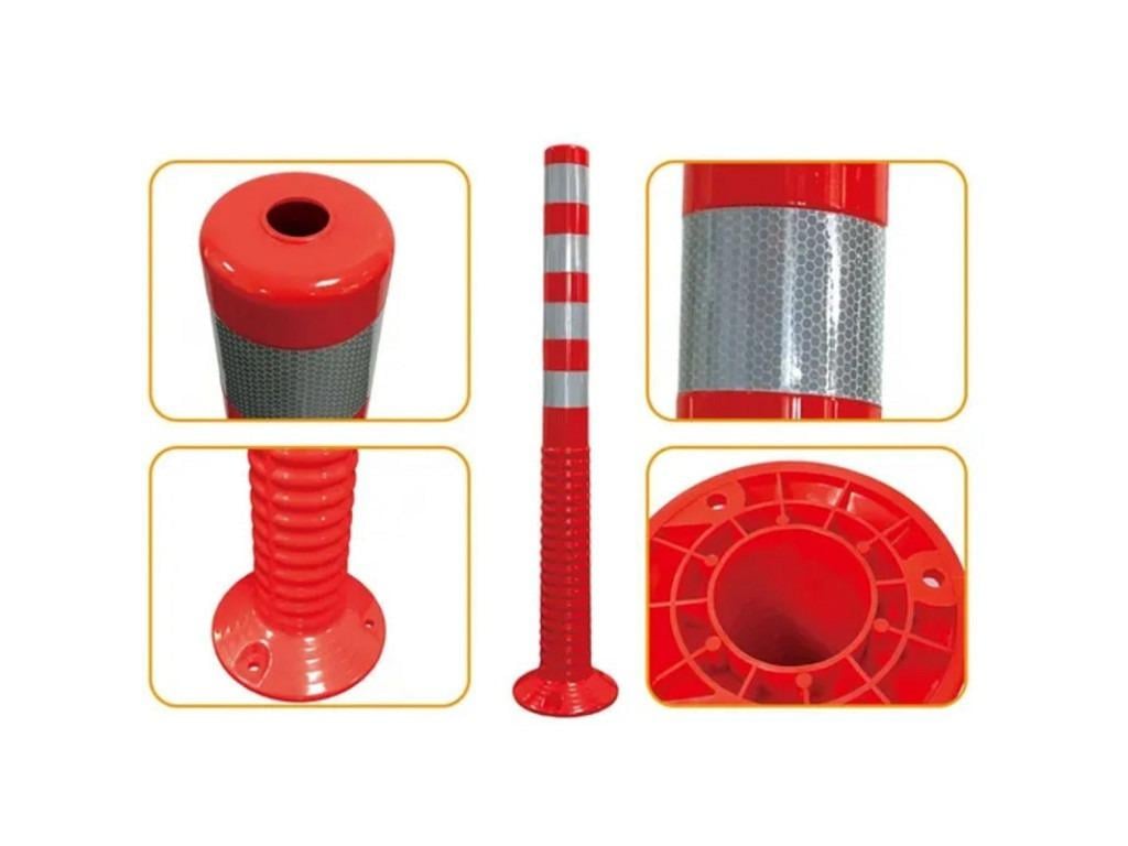 Стовпчик дорожній гнучкий сигнальний з відбивачами ПВХ з анкерним кріпленням 75 см Червоний - фото 3