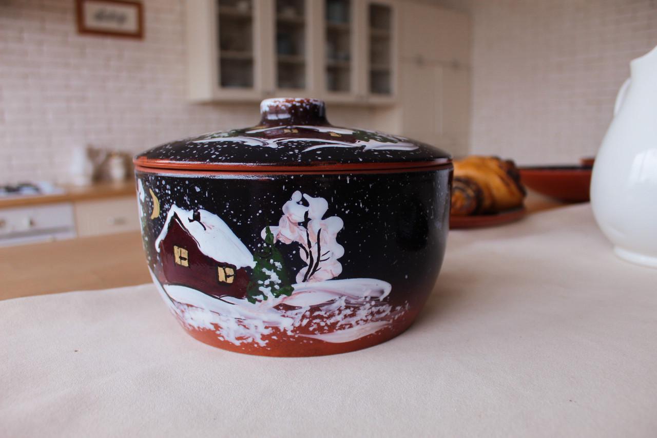 Набор глиняной Рождественской посуды Зима 4 персоны с рисунком ручной работы - фото 4