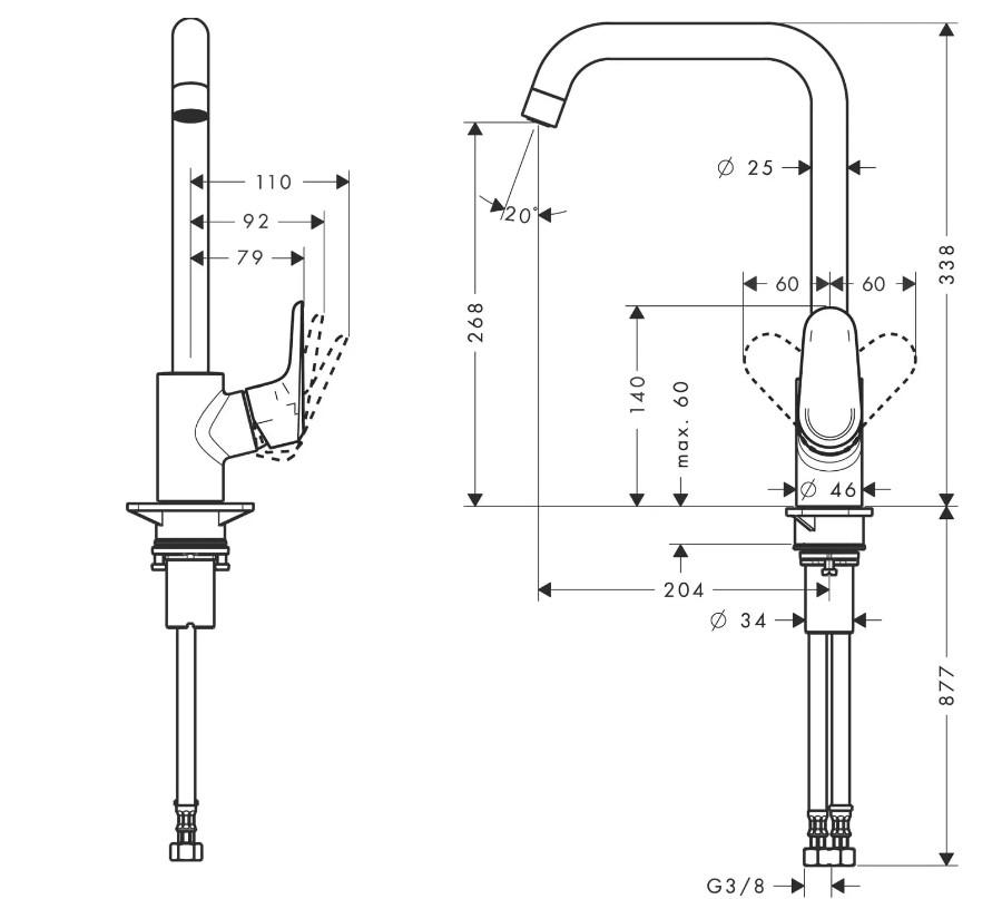 Смеситель для кухни однорычажный Hansgrohe Ecos L (14816000) - фото 4