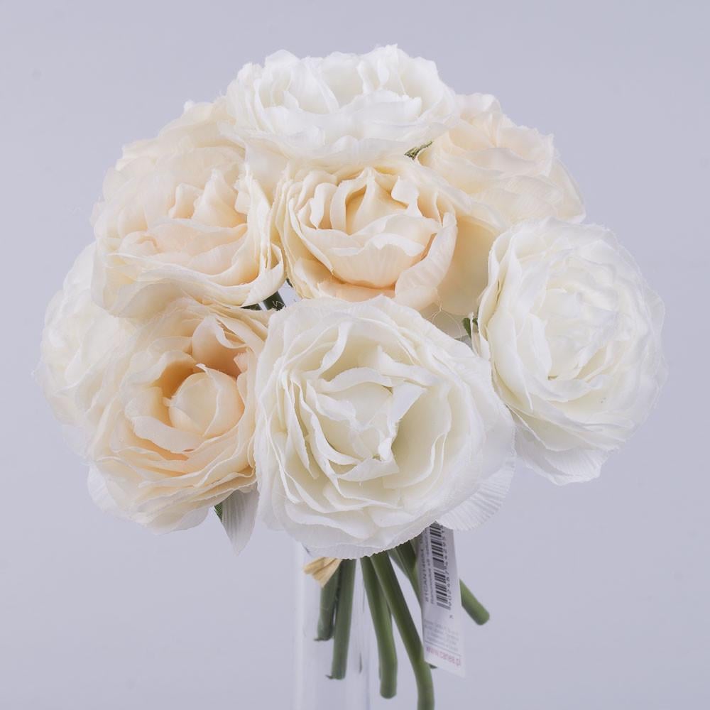 Искусственные цветы Букет камелии двухцветный Кремовый/Персиковый (3707-5)