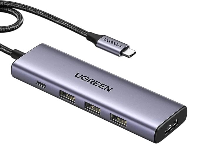 USB-C хаб UGREEN CM511 5в1 15596 HDMI 4K 30 Гц/3×USB-A 3.0/USB-C PD 100 Вт Серый (38874181)