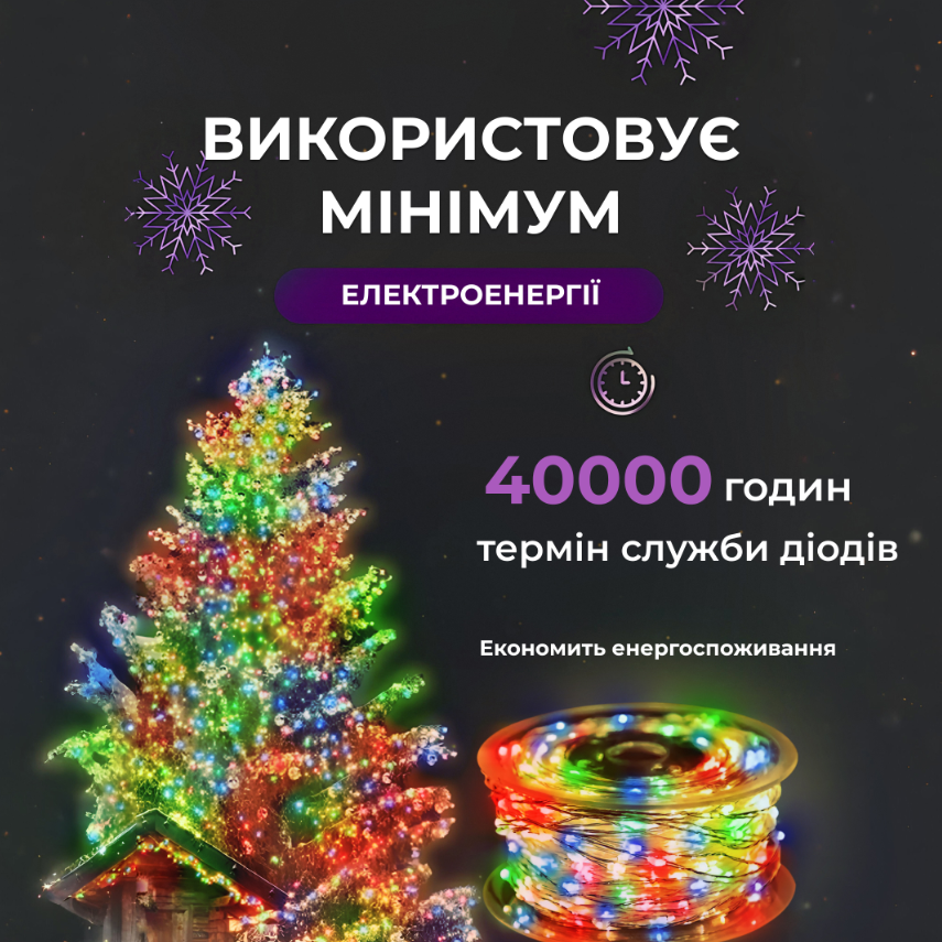 Гірлянда Роса нитка з пультом 1000 LED 100 м від мережі прозорий провід Різнокольоровий - фото 7 Гірлянда Роса нитка з пультом 1000 LED 100 м від мережі прозорий провід Різнокольоровий - фото 7