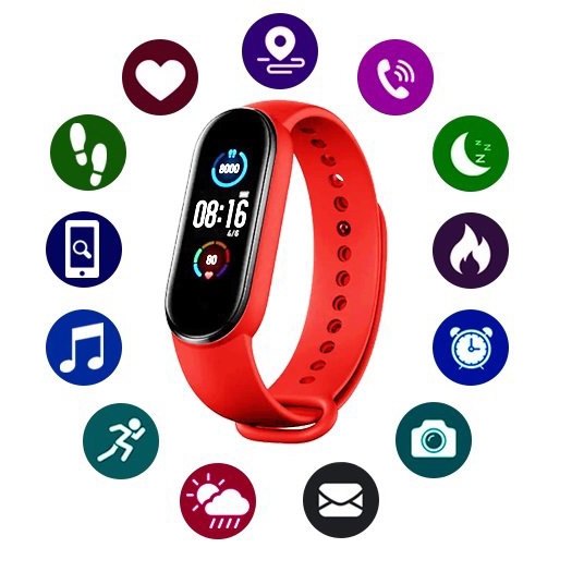 Смарт-часы M5 Smart Bracelet Bluetooth 90 mAh Red (tf4608) - фото 3