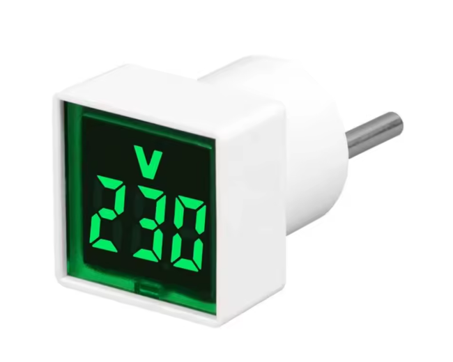 Вольтметр сетевой цифровой в розетку AC220V Green Display 50-500V EU White (500307)