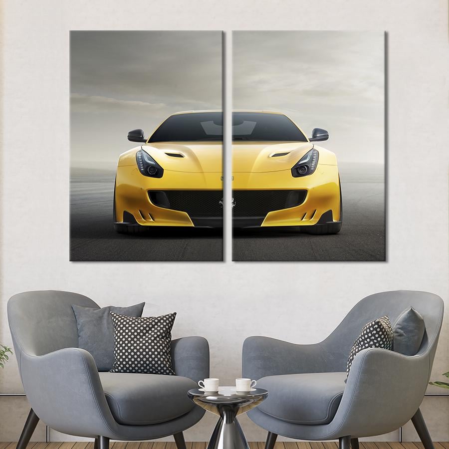 Картина на холсте Роскошная жёлтая Ferrari 165x122 см (1317-2)
