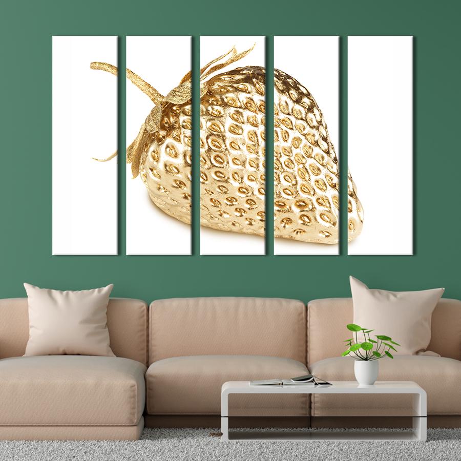 Модульная картина из 5 частей Золотой блеск клубники 155x95 см (278-51)