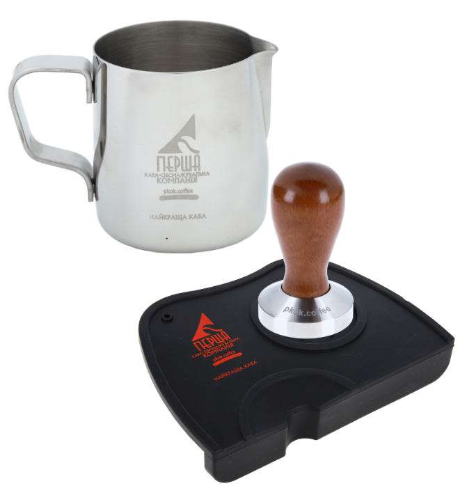 Набор баристов 1 темпер для кофе и питчер для молока со шкалой и ковриком
