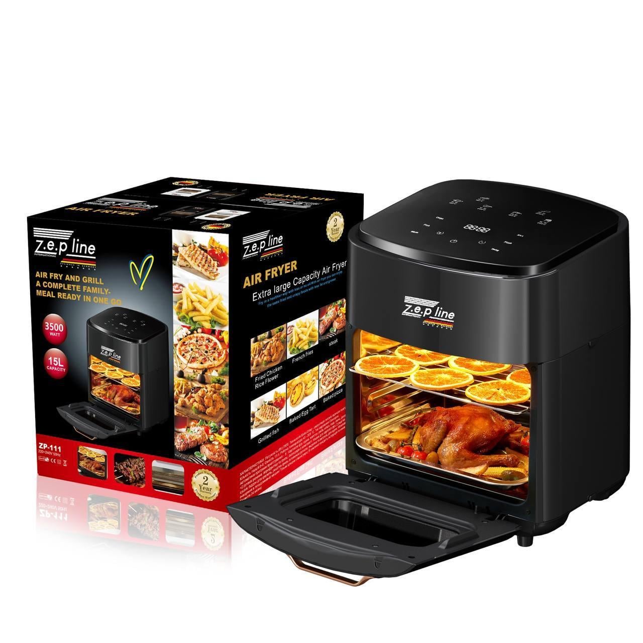 Аэрофритюрница гриль сушка для фруктов овощей 3500W Zepline ZP-111 3в1 15 л Черный