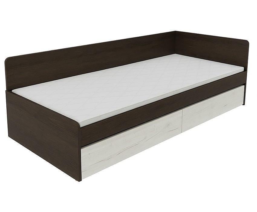 Ліжко односпальне Еверест з шухлядами 800 суцільний щит 80x190 см Венге/Крафт Білий (EVR-20739.23) - фото 3