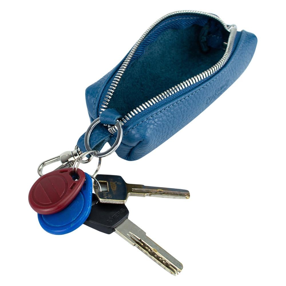 Ключница кожаная женская HC-110 на молнии Темно-голубой - фото 4