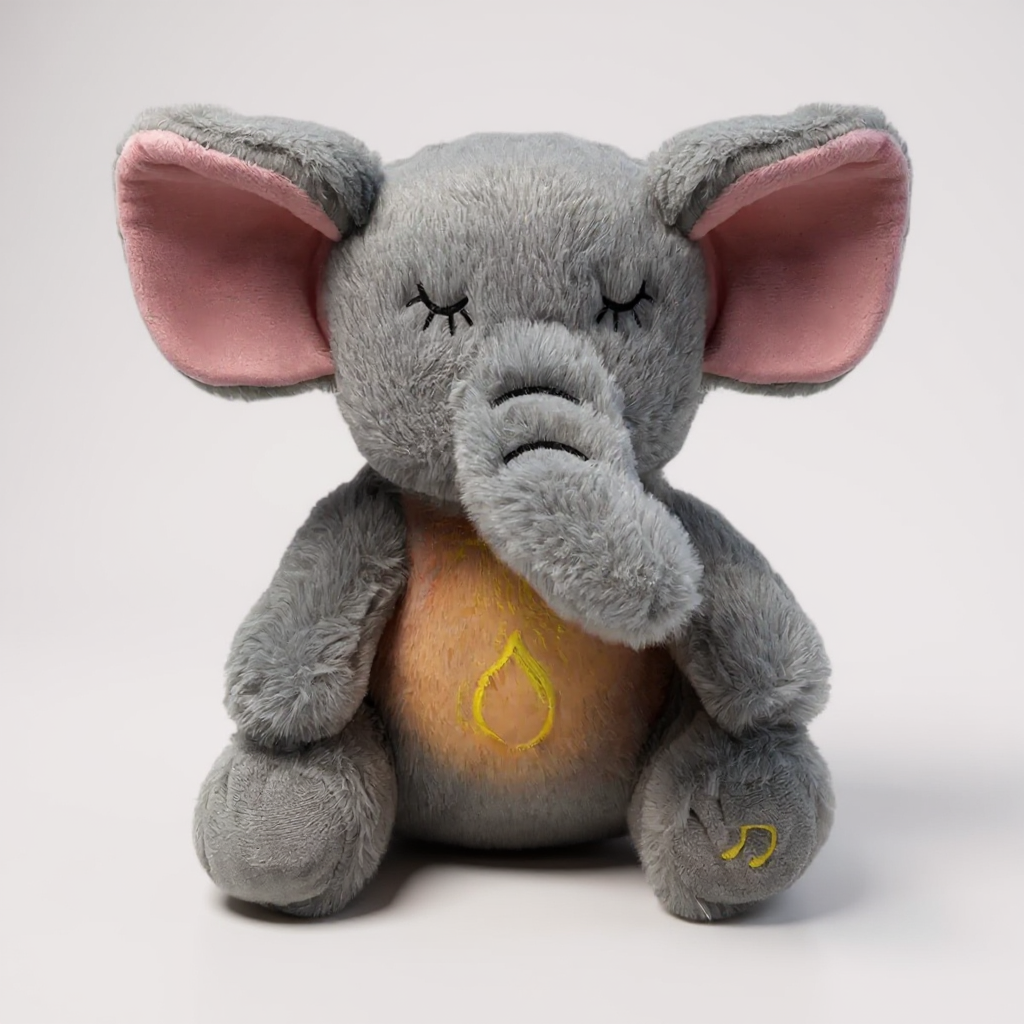 Мягкая игрушка интерактивная плюшевая Elephant Слоник с эффектом дыхания и световыми и звуковыми 30 см Серый (ELEPH30)