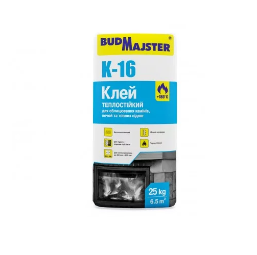 Клей теплостойкий BudMajster К 16 для каминов/печей/теплых полов