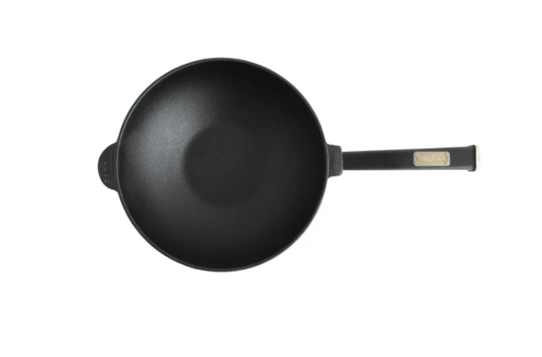 Чавунна сковорода Brizoll WOK з дерев'яною ручкою 2,2 л Black (W24HP1) - фото 3
