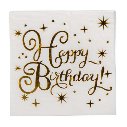 Набор салфеток Elisey Happy Birthday 16.5 см 20 шт. Золотой (9092-027)