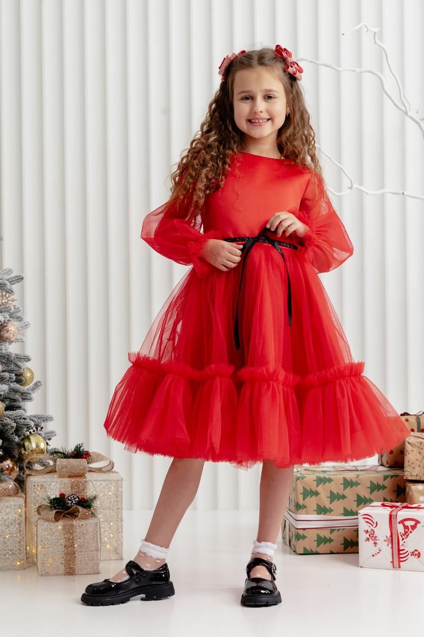 Платье праздничное для девочки 128 см Красный (2229486464) - фото 1