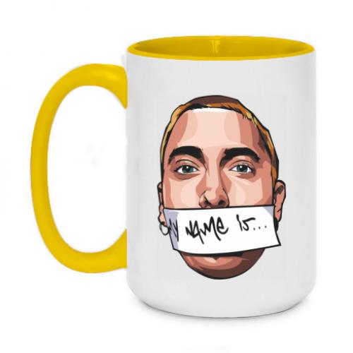 Чашка двухцветная Eminem my name is 420 мл Желтый (17514015-6-201382)