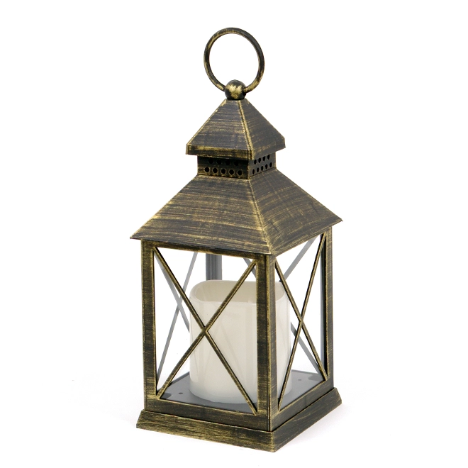 Подсвечник-фонарь со свечой LED Черно-золотой (OR-PL6050A-2) - фото 1