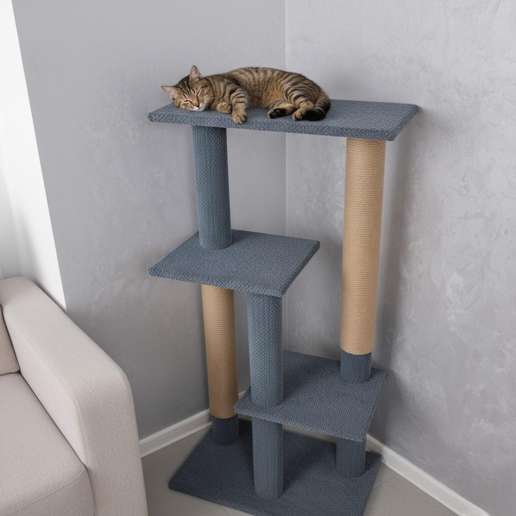 Когтеточка дряпка с полками и лежаком высокая 120 см