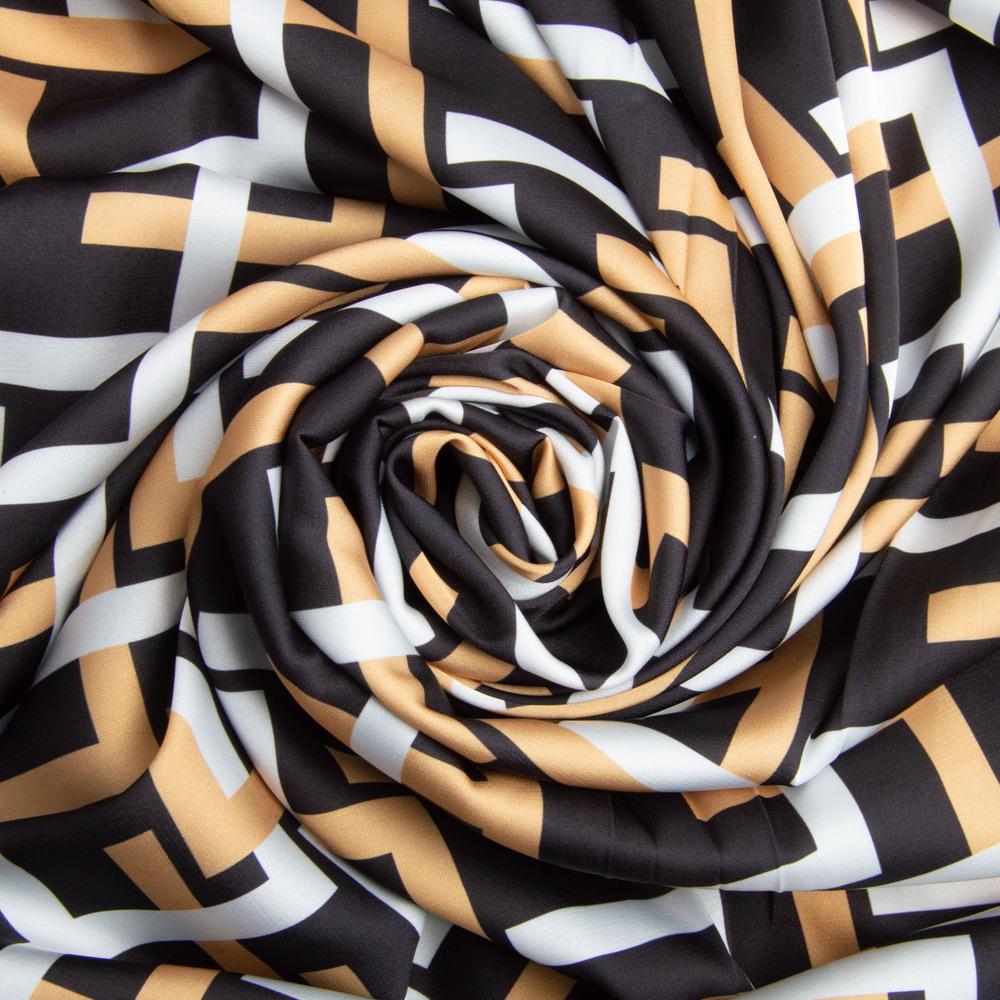 Ткань атлас с рисунком Фенди 90 гр/м2 145 см (26046)