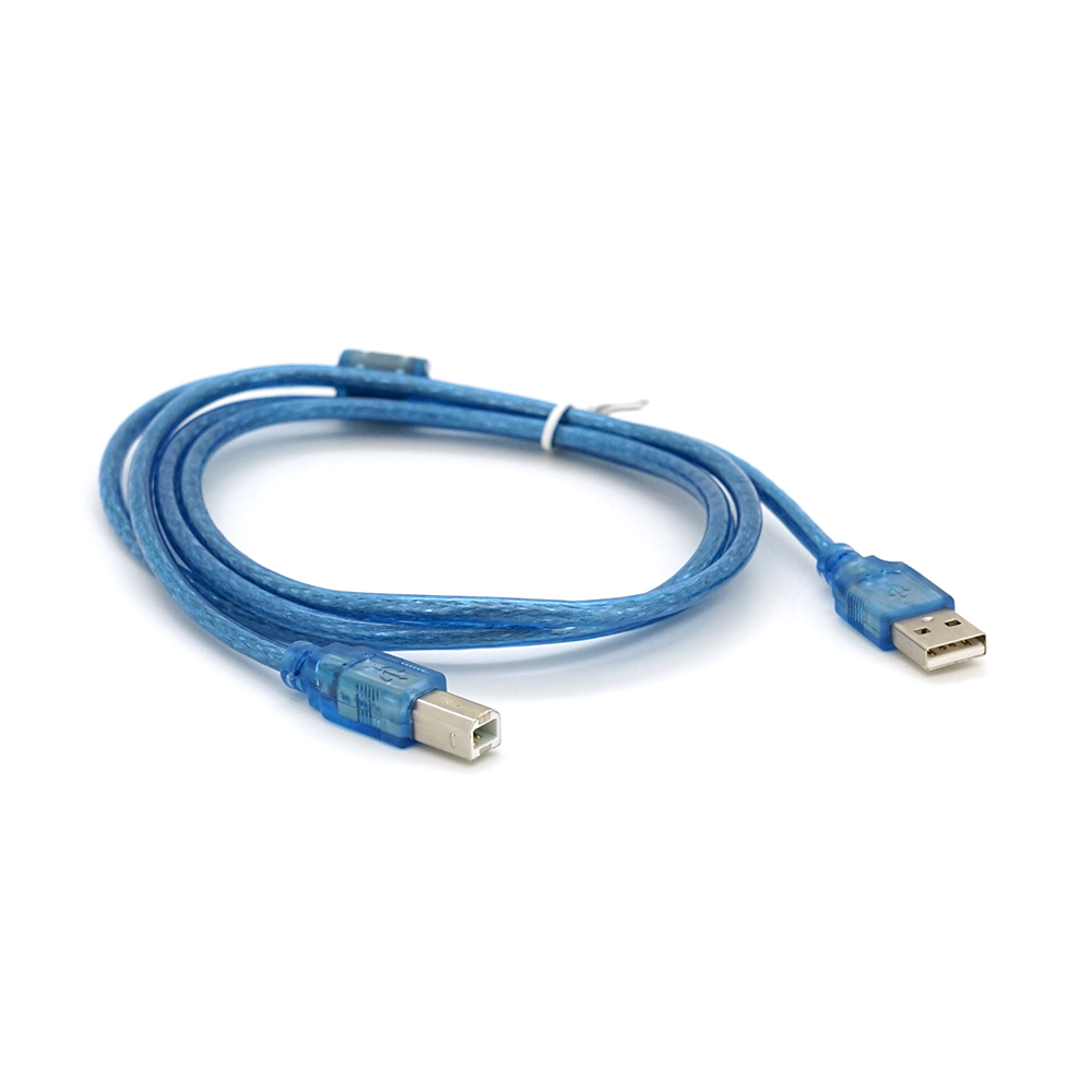 Кабель Ritar USB 2,0 AM/BM с ферритом прозрачный 1,5 м Синий (3065)