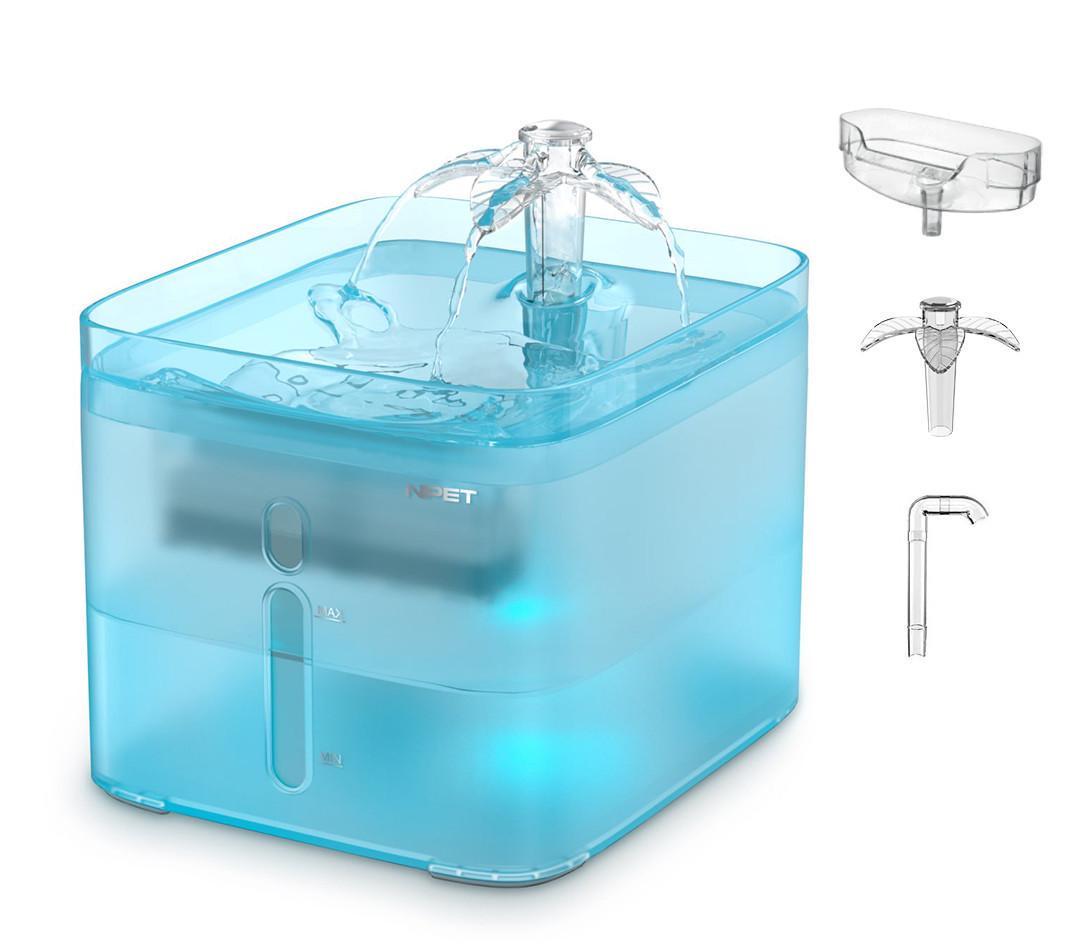 Поїлка фонтан для котів та собак NPET WF020T 3 л поїлка з LED підсвічуванням та додатковими насадками Синій (2273879272) - фото 1