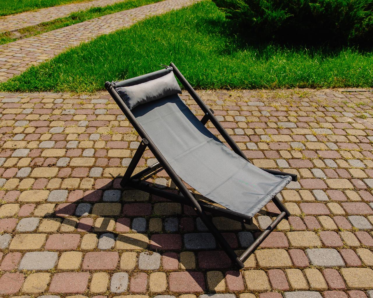 Шезлонг тканевый XRmaster с подушкой Серый с черным (0001717) - фото 6