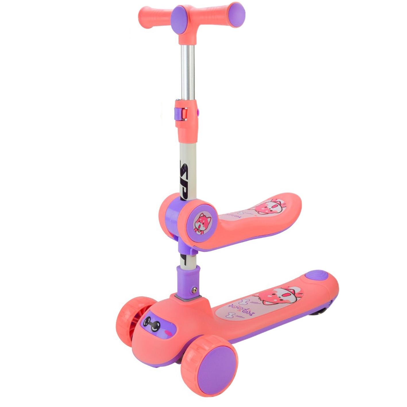 Самокат детский Bambi от 1 года трехколесный со светящимися колесами сидением унисекс Розовый (DS-171-S-124)