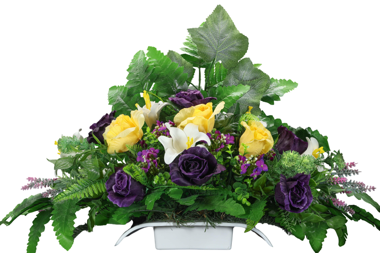 Композиция Gala Decor из искусственных цветов в белом кашпо 45х35 см (КБ4535Ф)