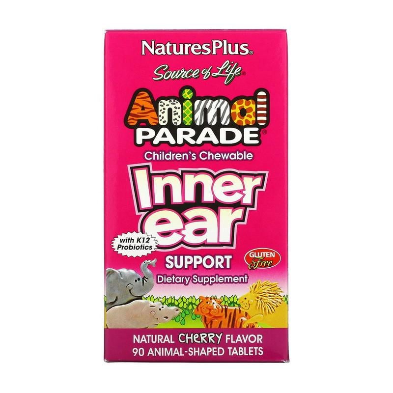Пробіотики для дітей Natures Plus Animal Parade Chewable Inner Ear 90 капс. Вишня (20340-01)