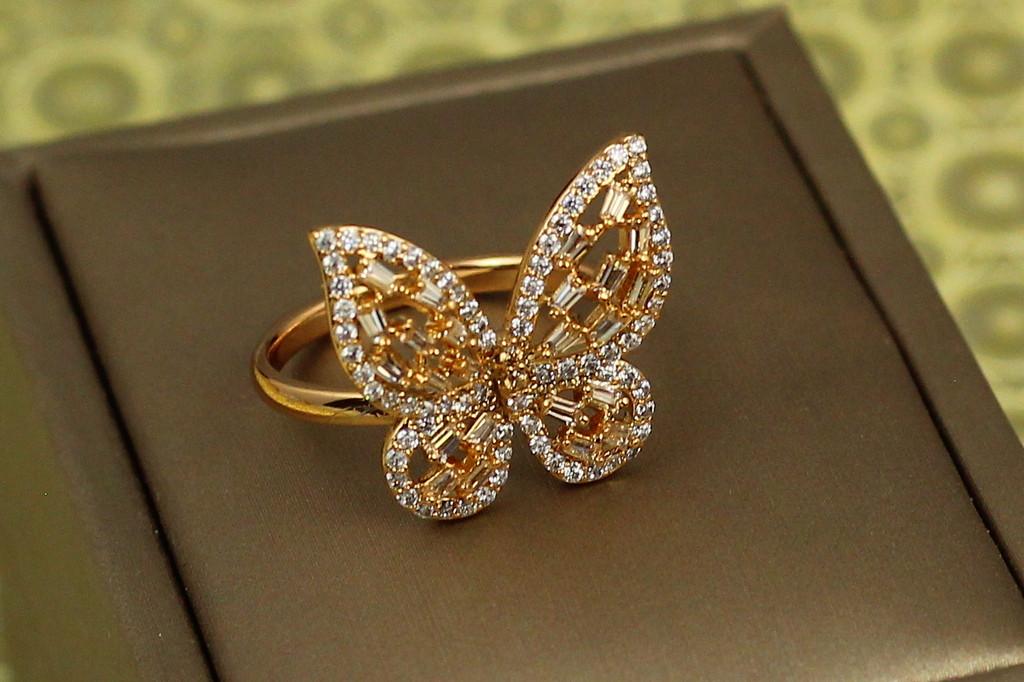 Каблучка Xuping Jewelry Метелик з камінням р. 17 Золотистий